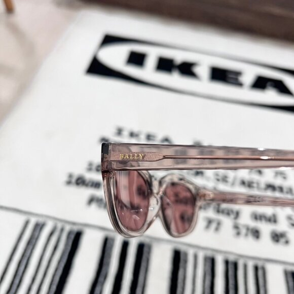 Bally Oval 54mm Round Sunglasses in Rose Transparent Frame main image 9